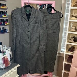 Lauren Ralph Lauren Gray Midi Dress and Coat Set